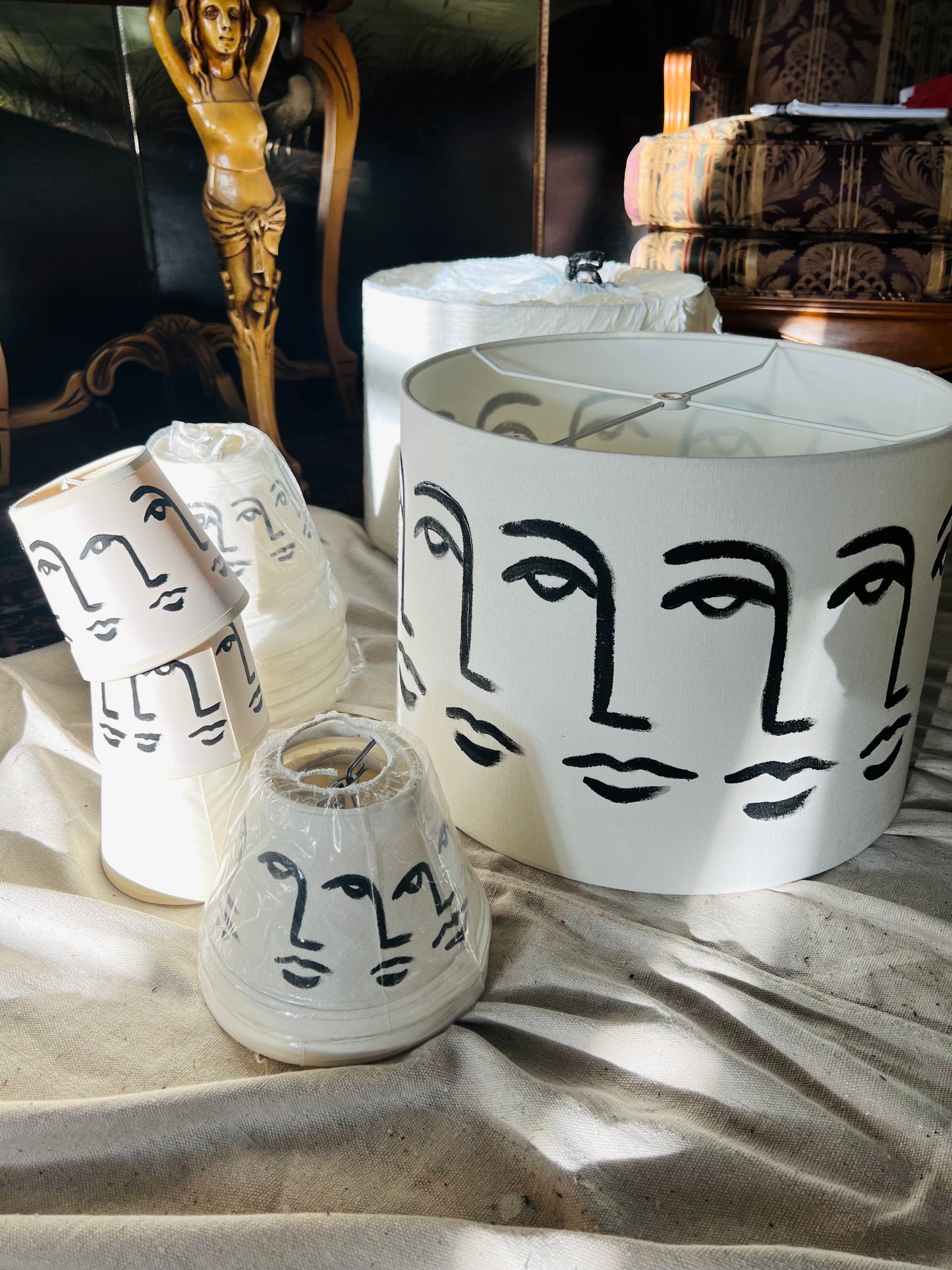 Pair of Custom Vetruvian Lampshade