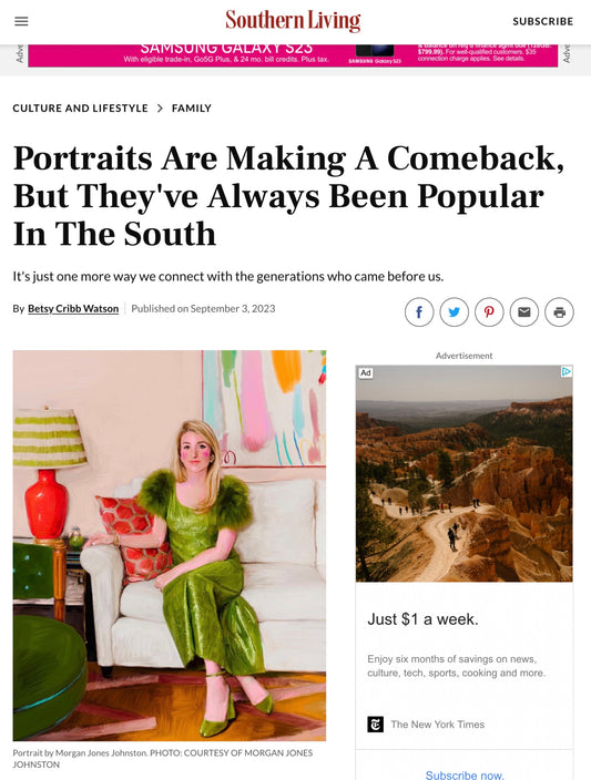 Southern Living talked with me about my art and the role of portraits in our lives…