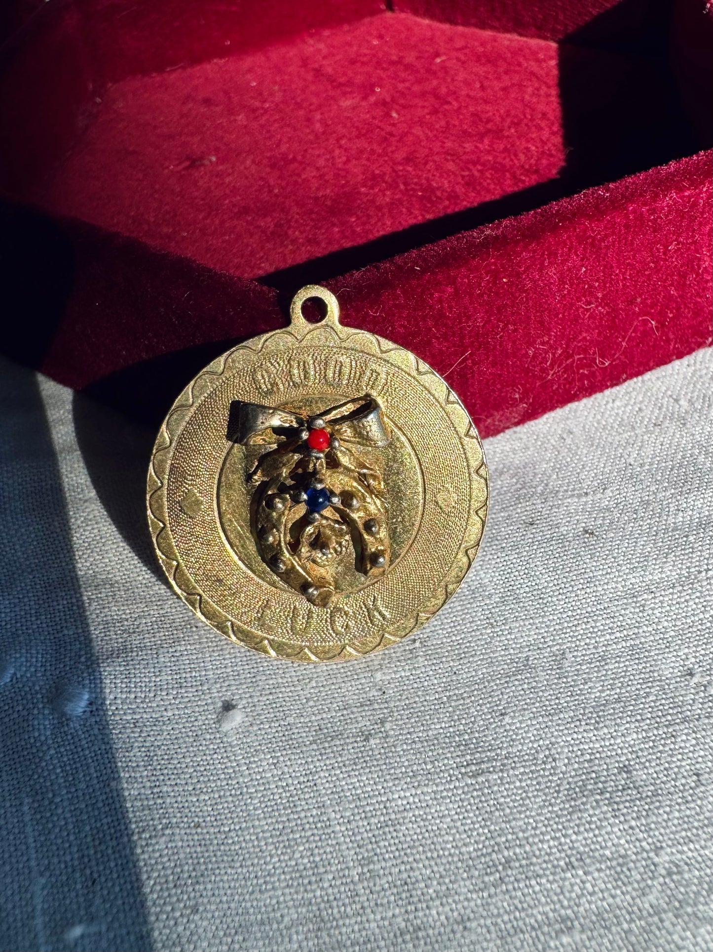 C.1960s 12k Good Luck pendant