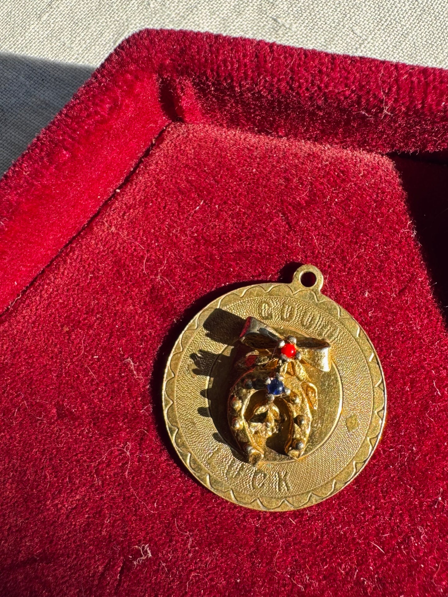 C.1960s 12k Good Luck pendant